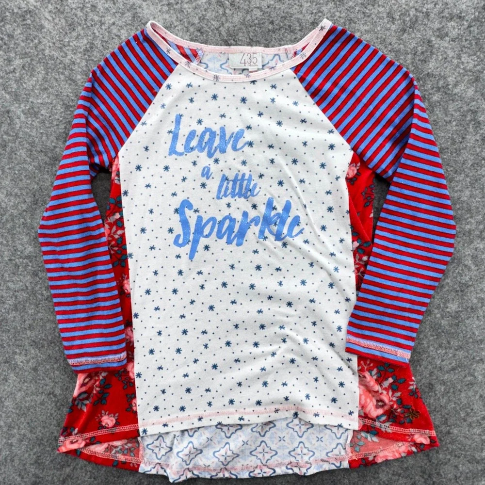 Matilda Jane Clothing Tween Girl Pajama Set Size‎ 8 Red Blue Sparkle Floral Snow